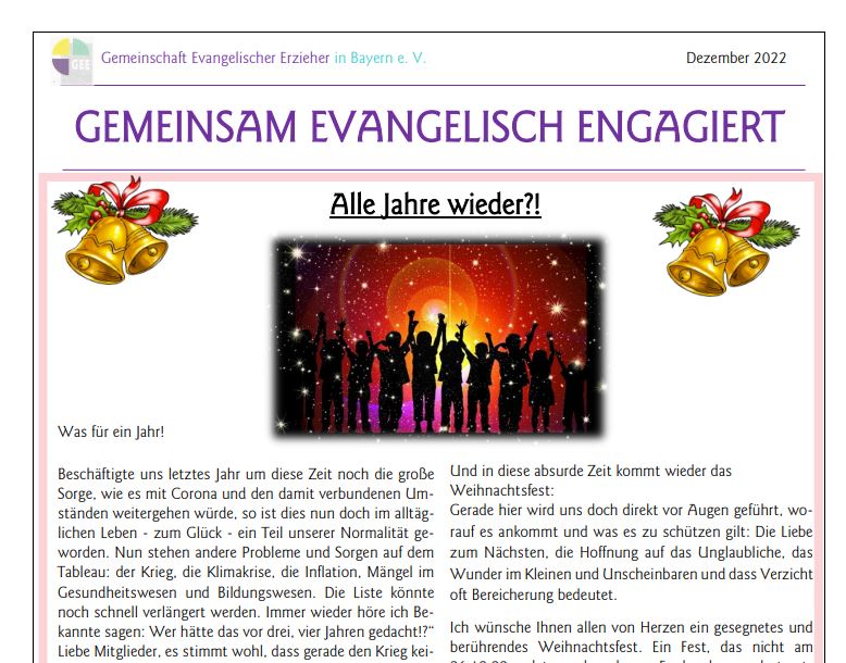 Ausschnitt Deckblatt Newsletter Dezember